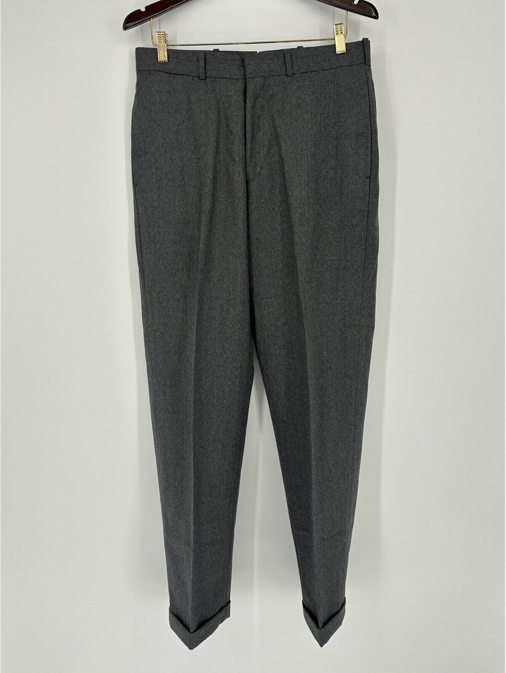 Lands' End Men's 34x32 Gray Dress Pants Trousers Slacks Worsted Wool Made-in-USA